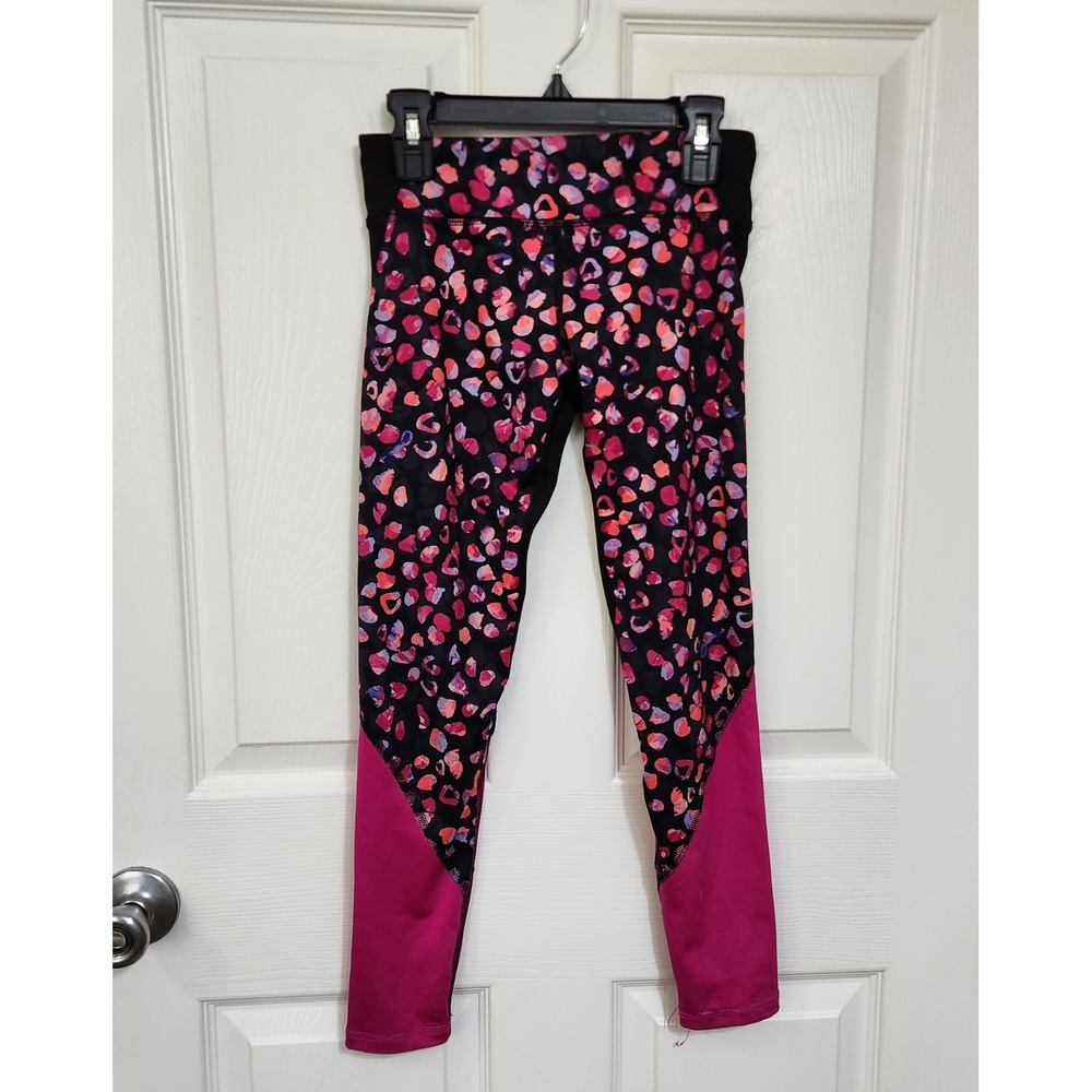 Old Navy Active Go-Dry Pink Leopard Print Colorblock Leggings Girls Medium 8